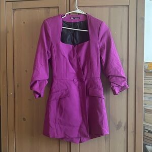 Zara Purple Blazer Dress with Button Detail